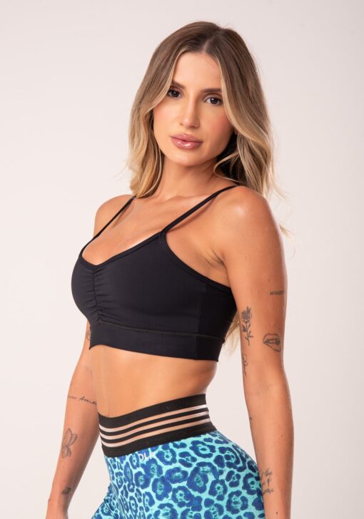Top fitness preto franzido básico dlk - Image 4
