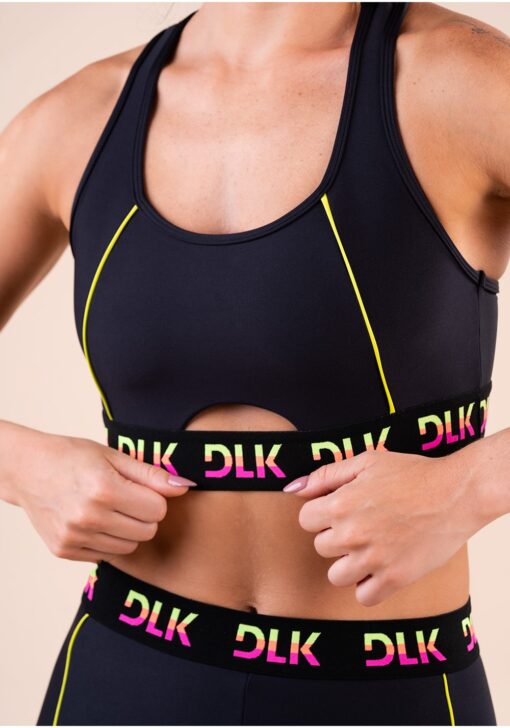 Top fitness feminino cut-out elástico colorido action dlk - Image 4