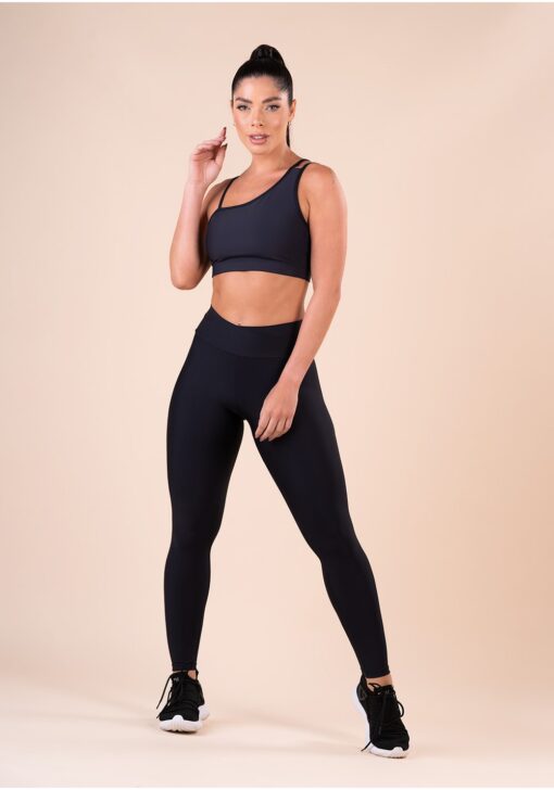 Top fitness feminino assimétrico preto action dlk - Image 2