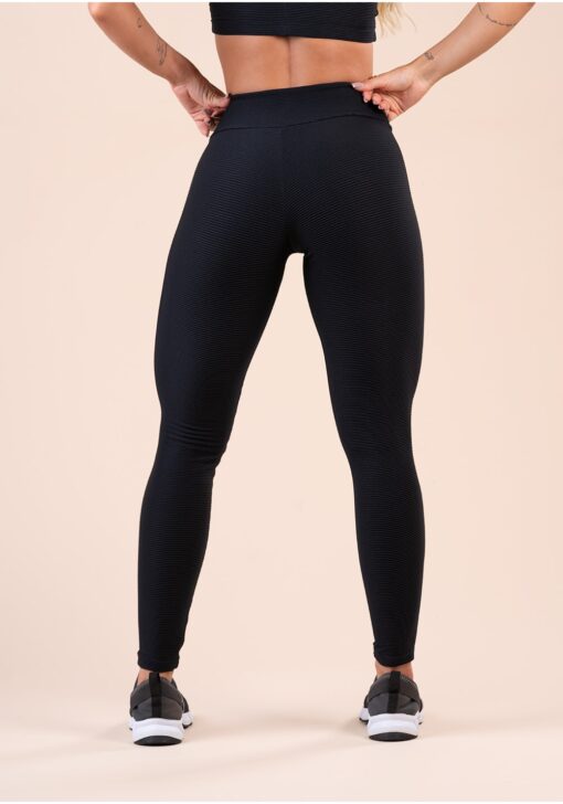 Legging fitness feminina preta canelada action dlk - Image 3