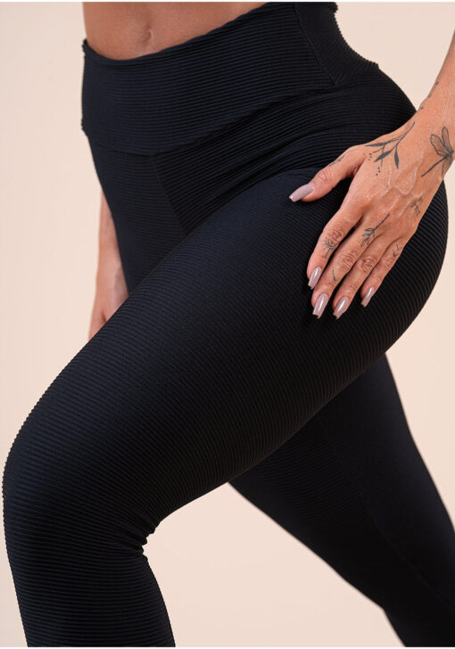 Legging fitness feminina preta canelada action dlk - Image 4