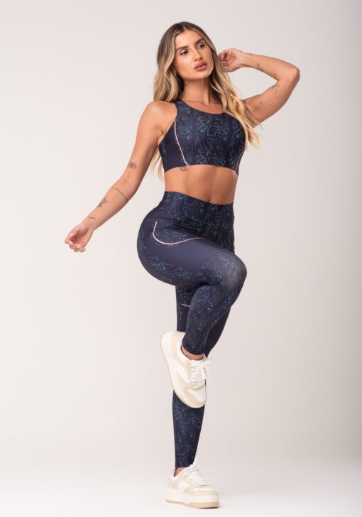 Legging fitness feminina estampada energy azul printed dlk - Image 2