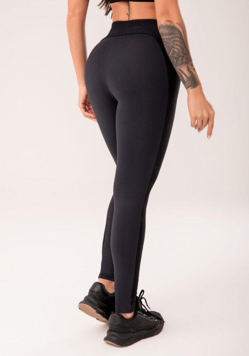 Legging fitness feminina preto com recortes harmony dlk - Image 3