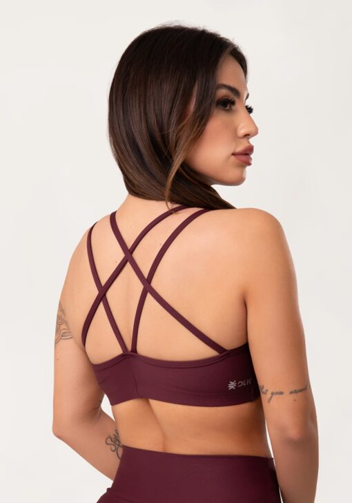 Top fitness feminino vinho com alça dupla aura dlk - Image 2