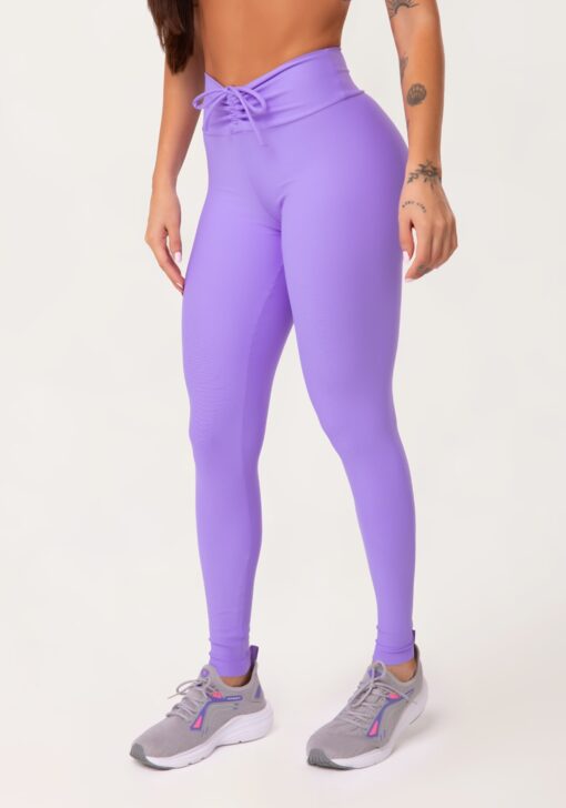 Legging fitness feminina lavanda com franzido e amarração aura dlk - Image 3