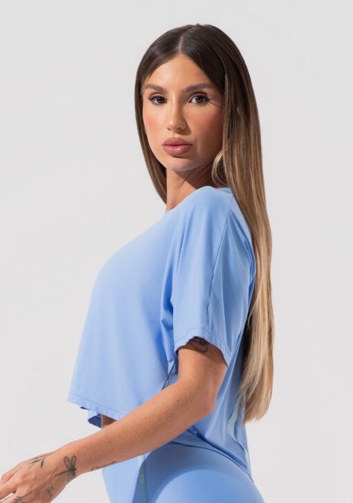 Cropped feminino com elástico nas costas activity dlk azul - Image 3