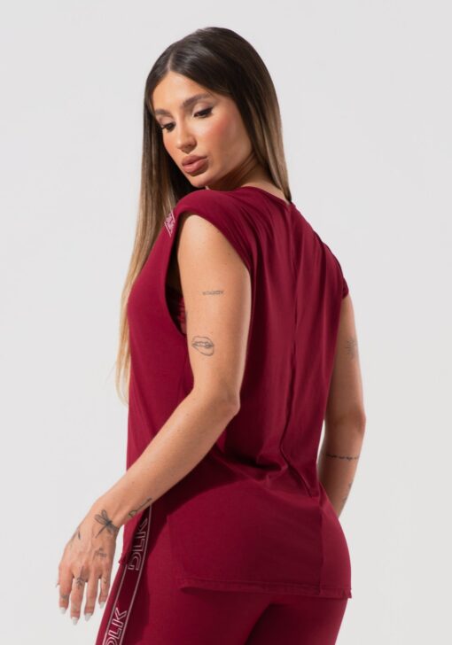 Blusa feminina com elástico nos ombros activity dlk vinho - Image 2