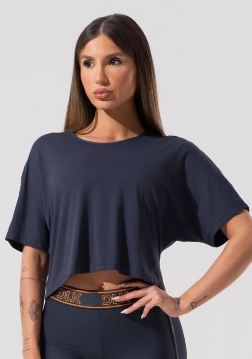 Cropped feminino com elástico nas costas activity dlk grafite