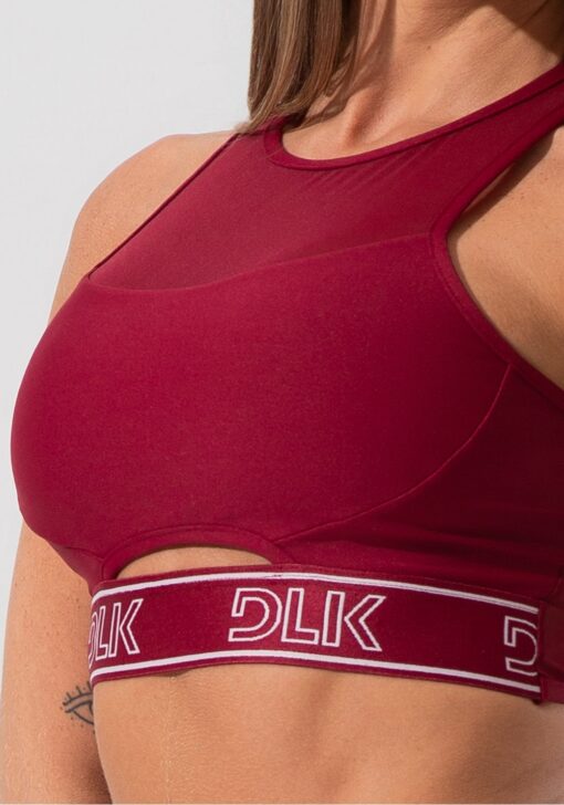 Top fitness feminino com elástico na base e tule activity dlk vinho - Image 4