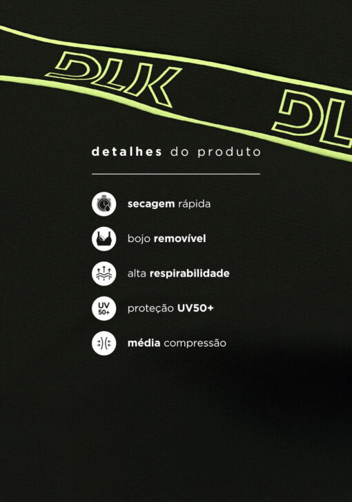 Top fitness feminino com bojo e costas vazadas com elástico activity dlk preto - Image 6
