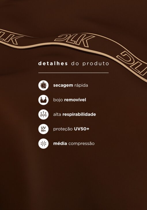 Top fitness feminino com bojo e alças duplas de elástico activity dlk marrom - Image 6