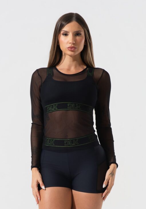 Blusa feminina de tule com manga longa activity dlk preto - Image 5