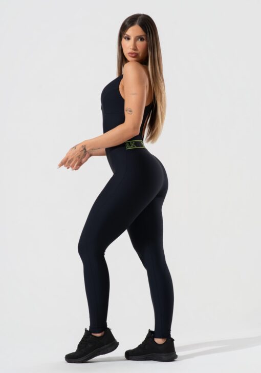 Macacão feminino fitness com decote e elástico activity dlk preto - Image 3