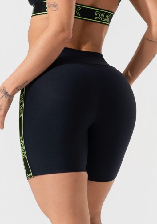 Bermuda fitness feminina com elástico largo lateral activity dlk preto - Image 2