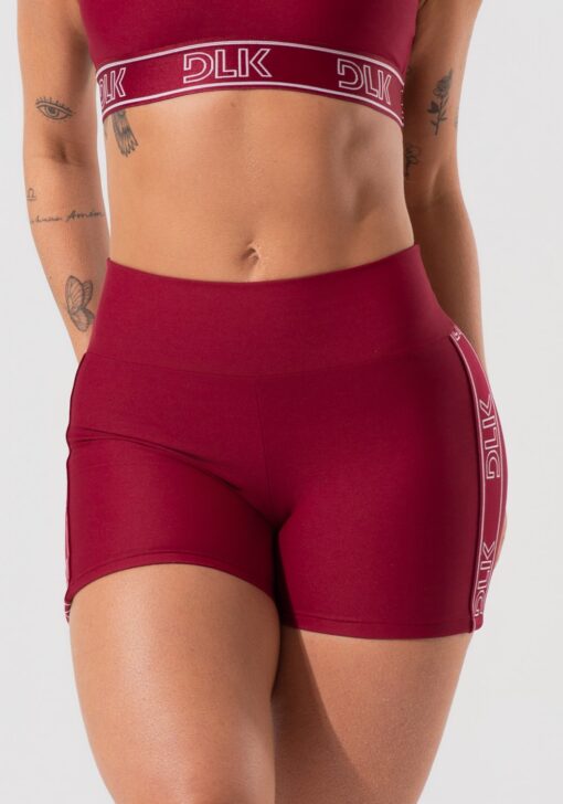 Short fitness feminino com elástico lateral activity dlk vinho - Image 3
