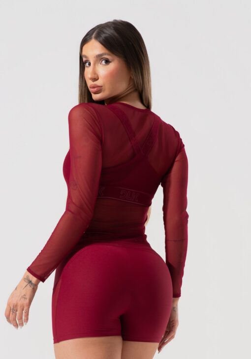 Blusa feminina de tule com manga longa activity dlk vinho - Image 2