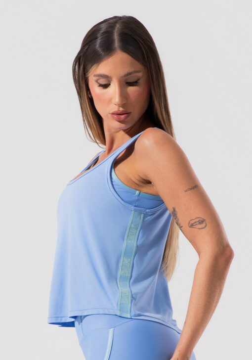 Cropped regata feminino com elástico na lateral activity dlk azul - Image 3