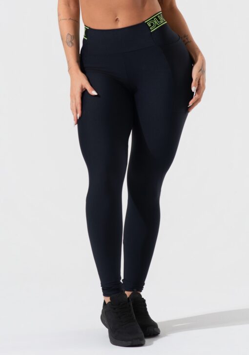 Legging fitness feminina com bolsos e elástico no cós activity dlk preto - Image 3