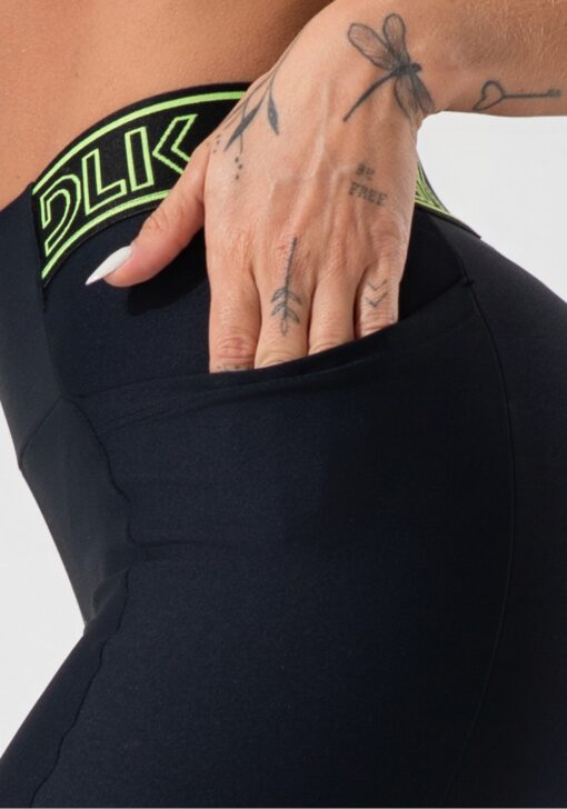 Legging fitness feminina com bolsos e elástico no cós activity dlk preto - Image 4