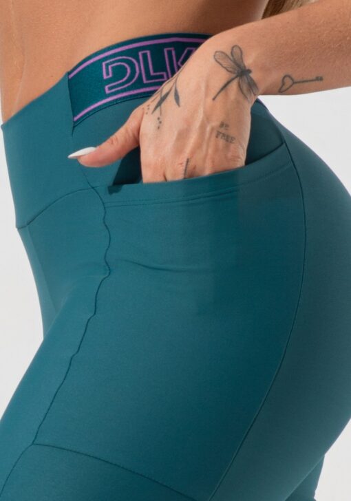 Legging fitness feminina com bolsos e elástico no cós activity dlk verde - Image 4