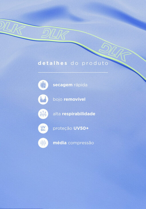 Top fitness feminino com bojo e costas vazadas com elástico activity dlk azul - Image 5