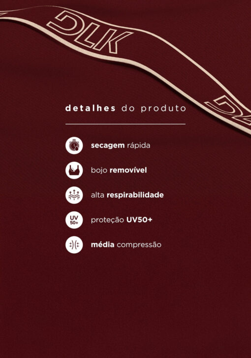 Top fitness feminino com bojo e costas vazadas com elástico activity dlk vinho - Image 4