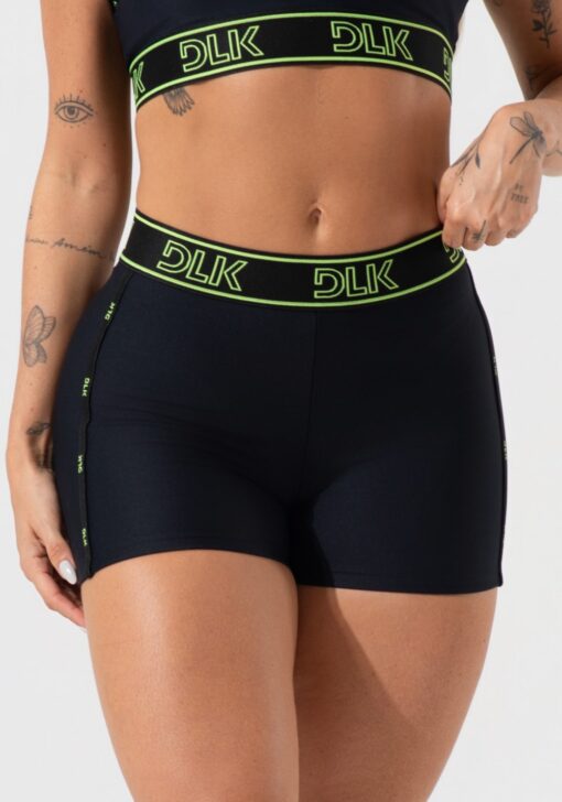 Short fitness feminino com elásticos no cós e na lateral activity dlk preto - Image 3