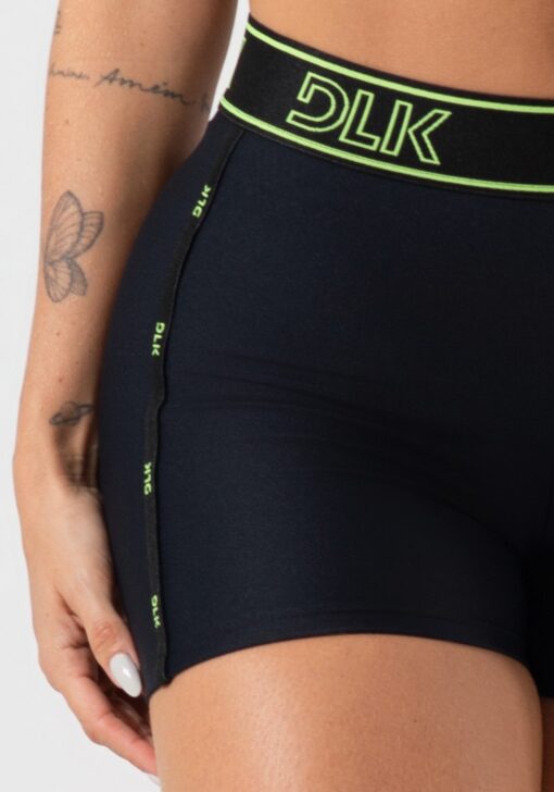 Short fitness feminino com elásticos no cós e na lateral activity dlk preto - Image 4