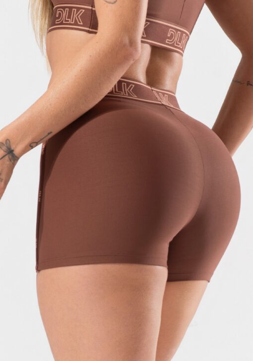 Short fitness feminino com elásticos no cós e na lateral activity dlk marrom - Image 2